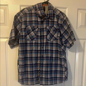 Blue Plaid Men's Shirt extra large 511 blue snap down tactical shirt!